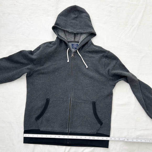 J. Crew Men's Athletic Fleece Charcoal Hoodie Sweater - Picture 8 of 11